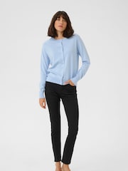 Kaffe Blue KAlizza Buttons Round Neck Cardigan - Image 2 of 5