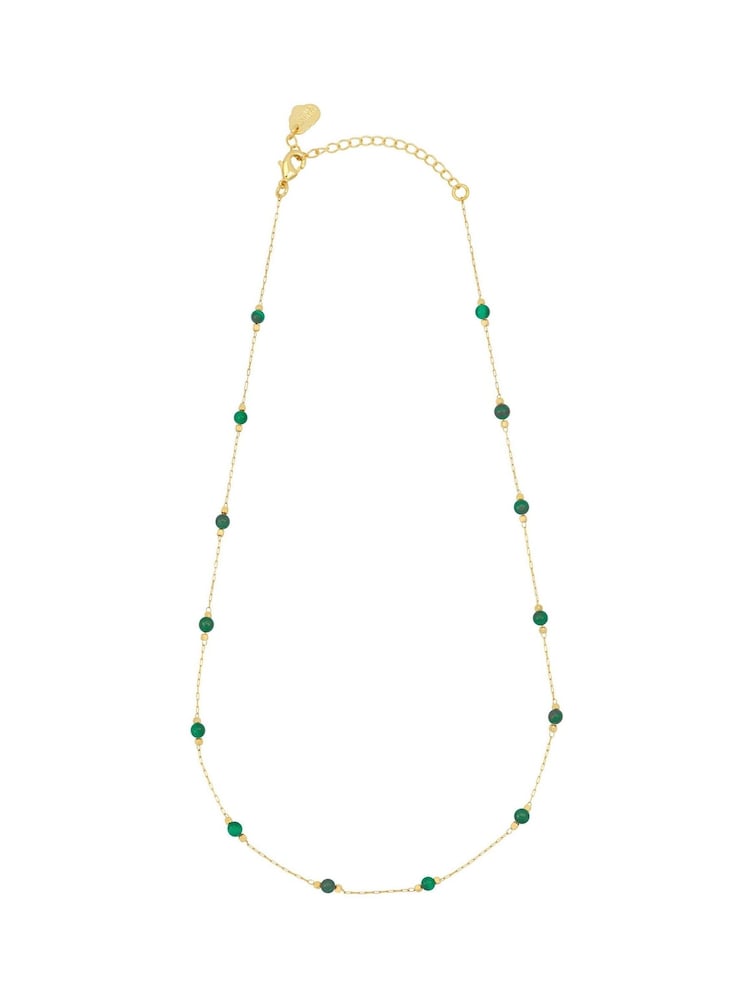 Estella Bartlett Vegas Gold Tone Amazonite Paperlink Luck Necklace - Image 1 of 5