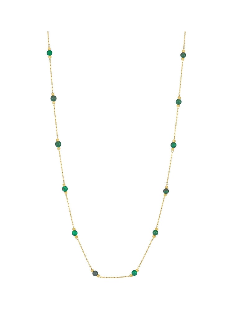 Estella Bartlett Vegas Gold Tone Amazonite Paperlink Luck Necklace - Image 2 of 5