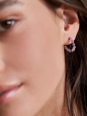 Estella Bartlett Gold Tone Amethyst Amelia Hoop Earrings - Image 2 of 3