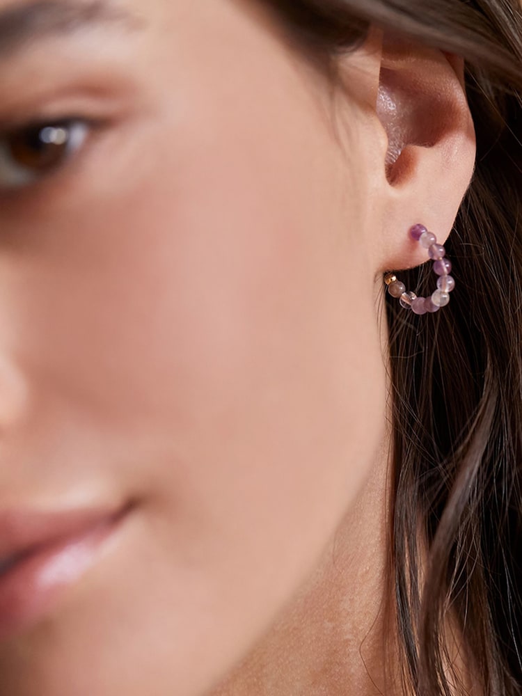 Estella Bartlett Gold Tone Amethyst Amelia Hoop Earrings - Image 2 of 3