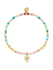 Estella Bartlett Gold Tone Multi Gemstone Shell Flower Bracelet - Image 1 of 3