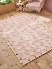 Cath Kidston Pink Diamond Flat Weave Rug - Image 1 of 5