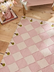 Cath Kidston Pink Diamond Flat Weave Rug - Image 2 of 5
