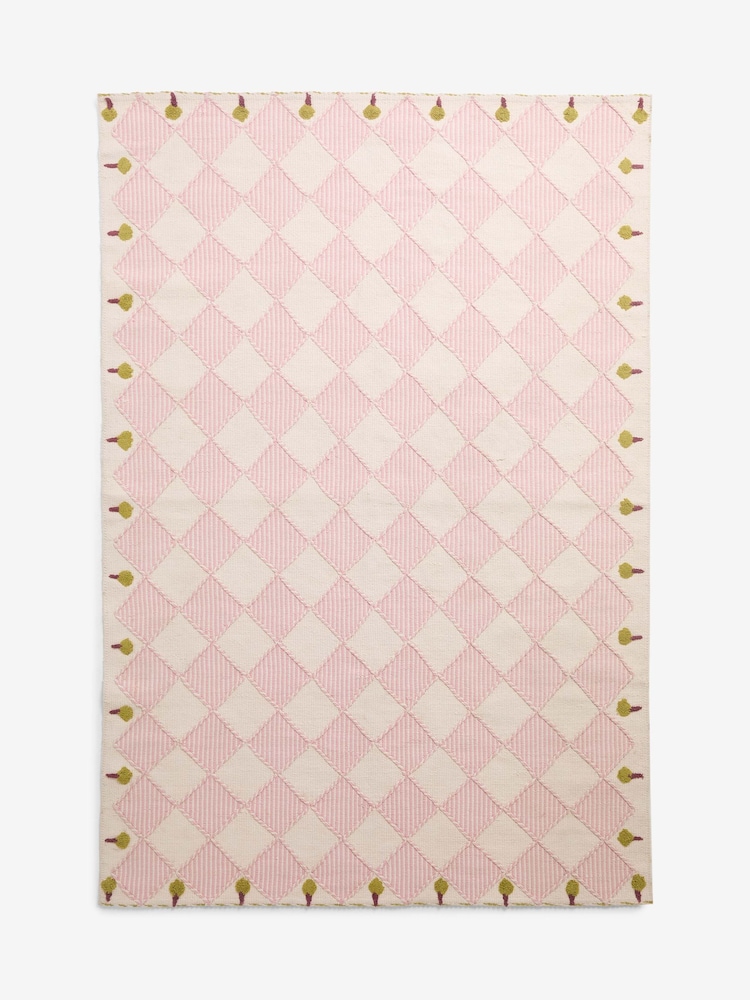 Cath Kidston Pink Diamond Flat Weave Rug - Image 5 of 5