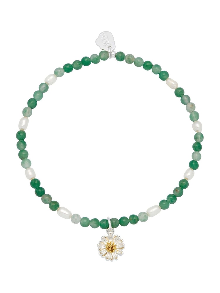 Estella Bartlett Silver Tone Green & Pearl Wildflower Bracelet - Image 1 of 3