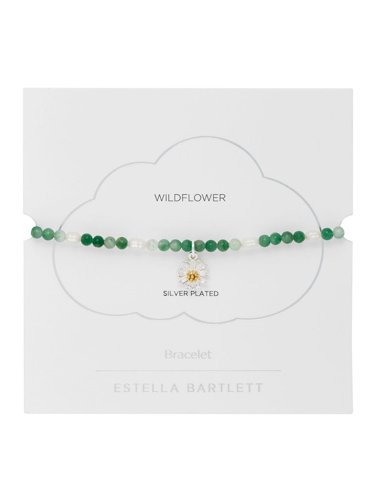 Estella Bartlett Silver Tone Green & Pearl Wildflower Bracelet - Image 3 of 3