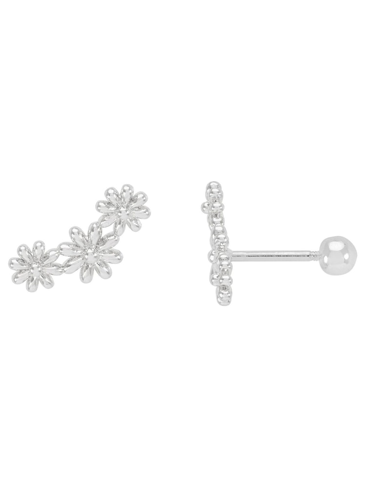 Estella Bartlett Silver Tone Triple Flower Studs Earrings - Image 1 of 3