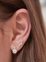 Estella Bartlett Silver Tone Triple Flower Studs Earrings - Image 2 of 3