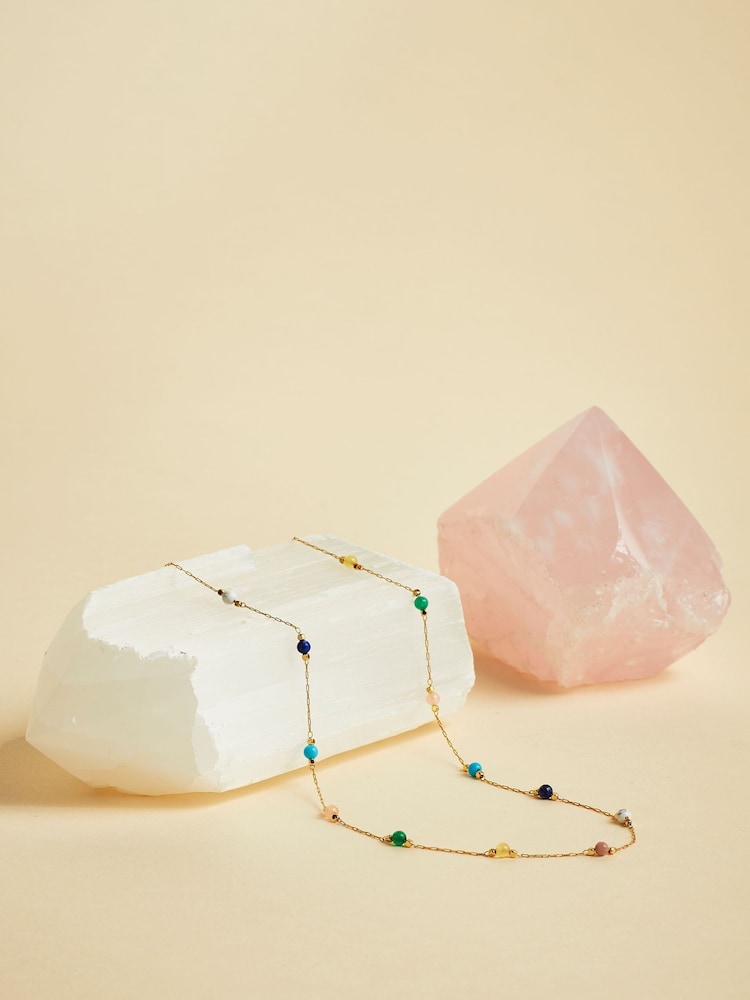 Estella Bartlett Pale Gold Tone Amazonite Paperlink Luck Necklace - Image 4 of 4 Estella Bartlett Pale Gold Tone Amazonite Paperlink Luck Necklace - Image 4 of 4