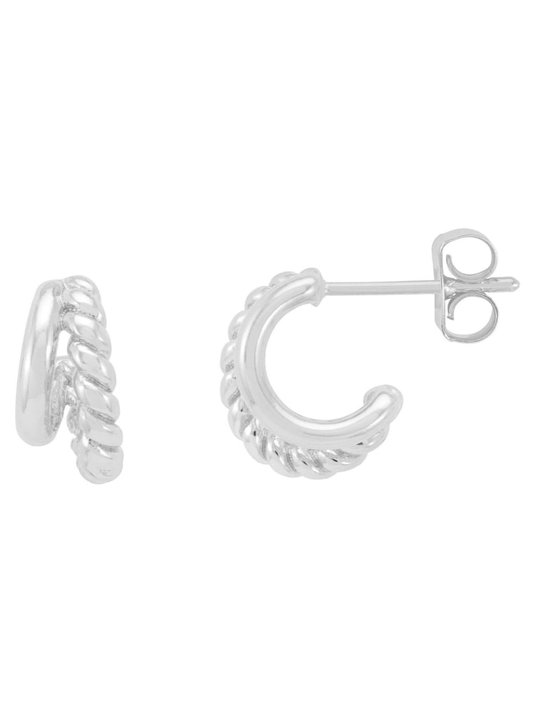 Estella Bartlett Silver Tone Plain And Twist Double Hoop Earrings - Image 1 of 3