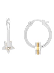 Estella Bartlett Silver Tone Multi Star Hoop Earrings - Image 1 of 2
