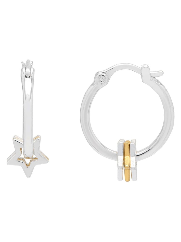 Estella Bartlett Silver Tone Multi Star Hoop Earrings - Image 1 of 2