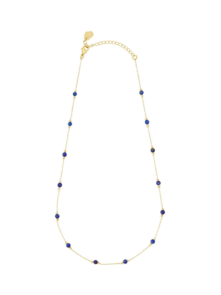 Estella Bartlett Metallic Gold Tone Amazonite Paperlink Luck Necklace - Image 1 of 4