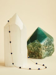 Estella Bartlett Metallic Gold Tone Amazonite Paperlink Luck Necklace - Image 4 of 4