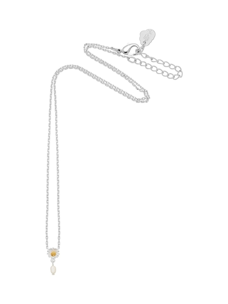 Estella Bartlett Silver Tone Flower Pearl Drop Necklace - Image 2 of 4