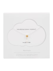 Estella Bartlett Silver Tone Flower Pearl Drop Necklace - Image 3 of 4