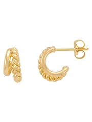 Estella Bartlett Gold Tone Plain And Twist Double Hoop Earrings - Image 1 of 3