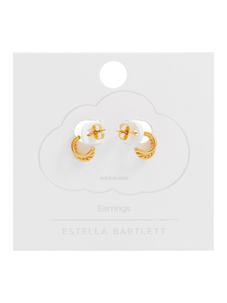 Estella Bartlett Gold Tone Plain And Twist Double Hoop Earrings - Image 3 of 3
