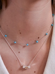 Estella Bartlett Silver Tone Amazonite Paperlink Luck Necklace - Image 3 of 4