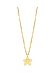 Estella Bartlett Gold Tone Hand Drawn Star Pendant On Beaded Chain Necklace - Image 1 of 4
