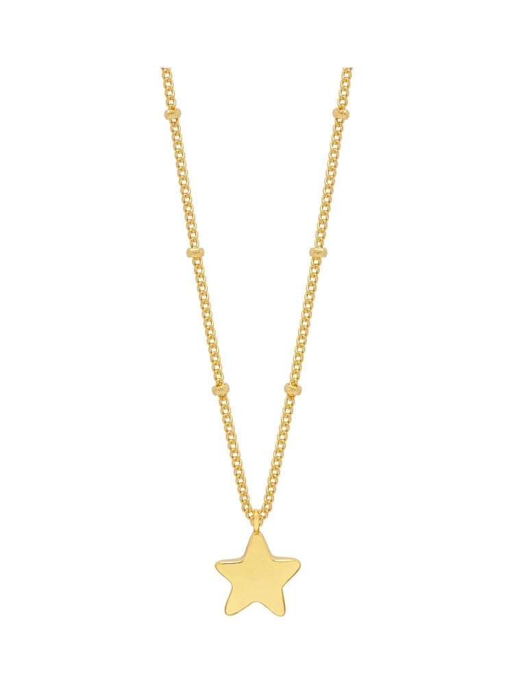 Estella Bartlett Gold Tone Hand Drawn Star Pendant On Beaded Chain Necklace - Image 1 of 4