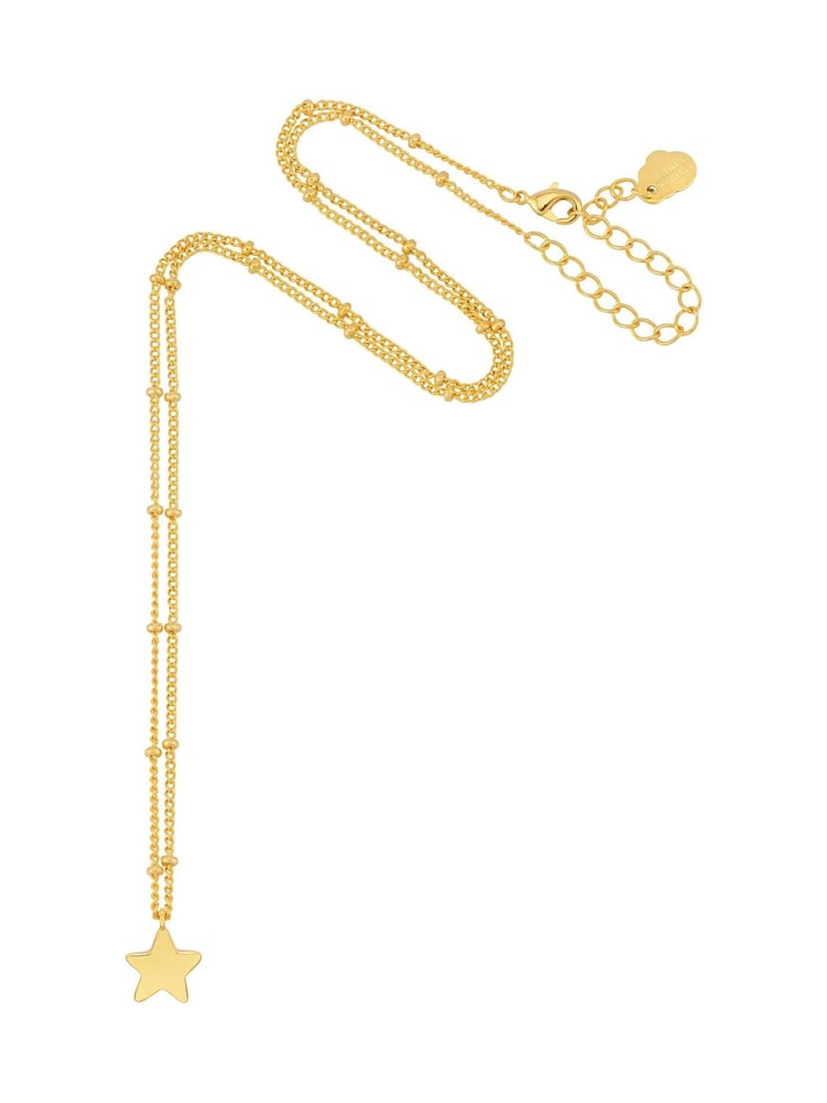 Estella Bartlett Gold Tone Hand Drawn Star Pendant On Beaded Chain Necklace - Image 2 of 4