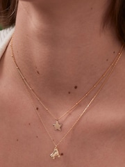 Estella Bartlett Gold Tone Hand Drawn Star Pendant On Beaded Chain Necklace - Image 3 of 4