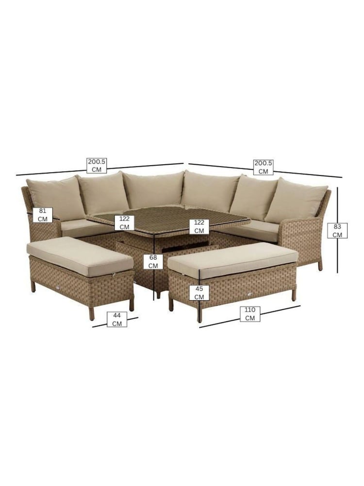 Bramblecrest Willow Patagonia Garden Square Sofa with Adjustable 8 Seater Casual Dining Table and 2 Benches - Image 6 of 6 Bramblecrest Willow Patagonia Garden Square Sofa with Adjustable 8 Seater Casual Dining Table and 2 Benches - Image 6 of 6