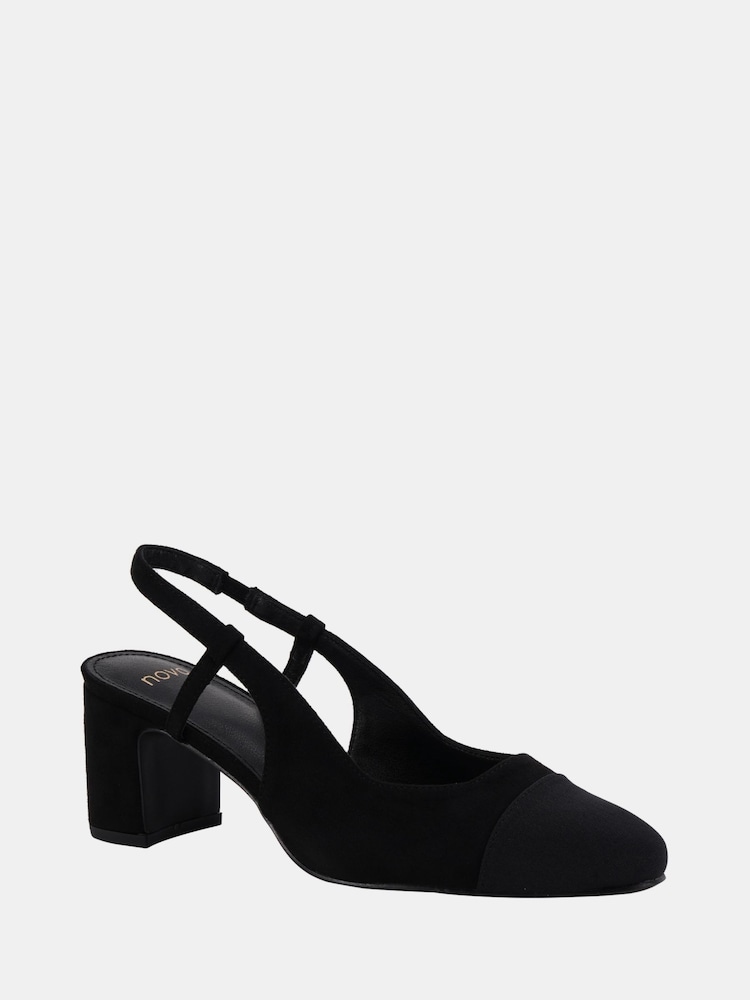 Novo Black Inatro Round Toe Slingback Block Heel Courts - Image 3 of 6