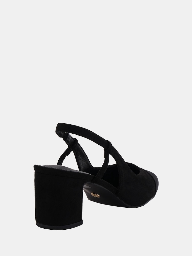 Novo Black Inatro Round Toe Slingback Block Heel Courts - Image 4 of 6