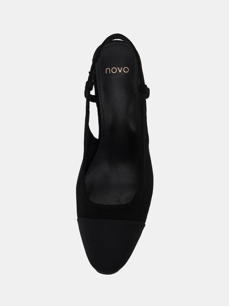 Novo Black Inatro Round Toe Slingback Block Heel Courts - Image 5 of 6