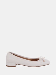 Novo White Cecilia Woven Low Block Ballerinas - Image 2 of 6