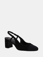 Novo Black Wide Fit Inatro Round Toe Slingback Block Heel Courts - Image 3 of 6