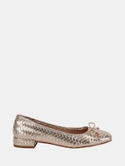 Novo Gold Wide Fit Cecilia Woven Low Block Ballerinas - Image 2 of 6
