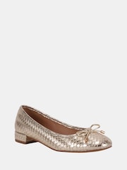 Novo Gold Wide Fit Cecilia Woven Low Block Ballerinas - Image 3 of 6