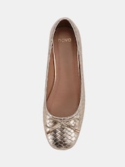 Novo Gold Wide Fit Cecilia Woven Low Block Ballerinas - Image 5 of 6
