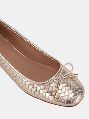 Novo Gold Wide Fit Cecilia Woven Low Block Ballerinas - Image 6 of 6