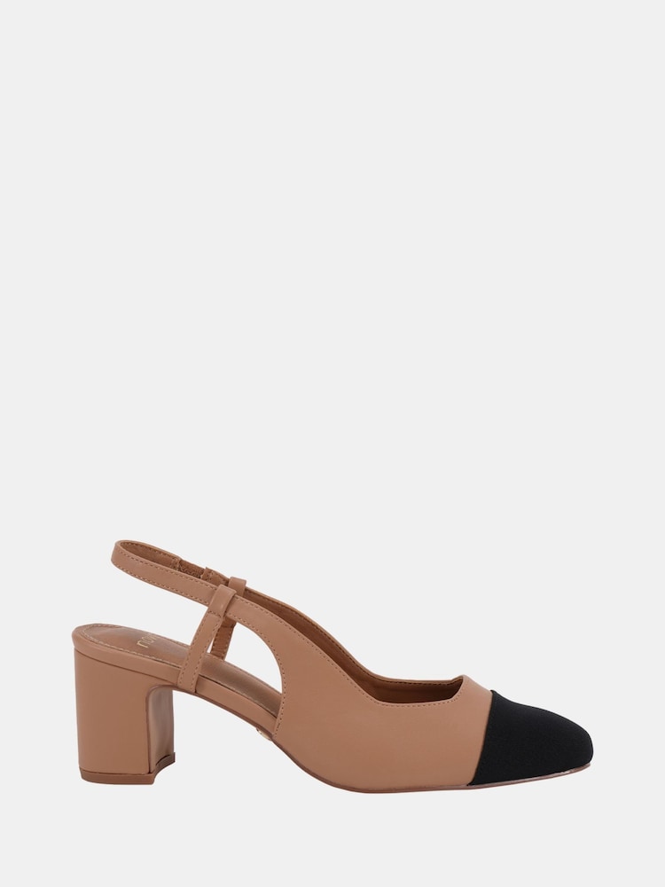Naravni - Novo Inatro Round Toe Slingback Block čevlji z visoko peto Courts - Slika 2 iz 6