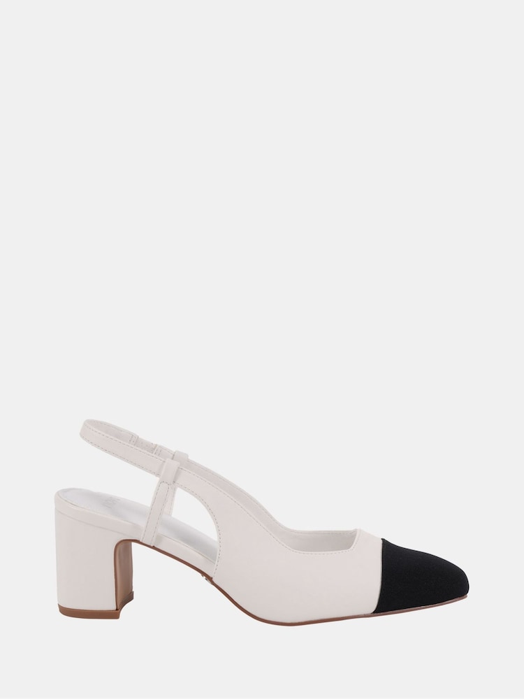 White - Novo Inatro Round Toe Slingback Block Heel Courts - Image 2 of 6