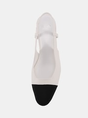 White - Novo Inatro Round Toe Slingback Block Heel Courts - Image 5 of 6