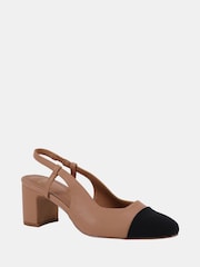 Novo Natural Wide Fit Inatro Round Toe Slingback Block Heel Courts - Image 3 of 6