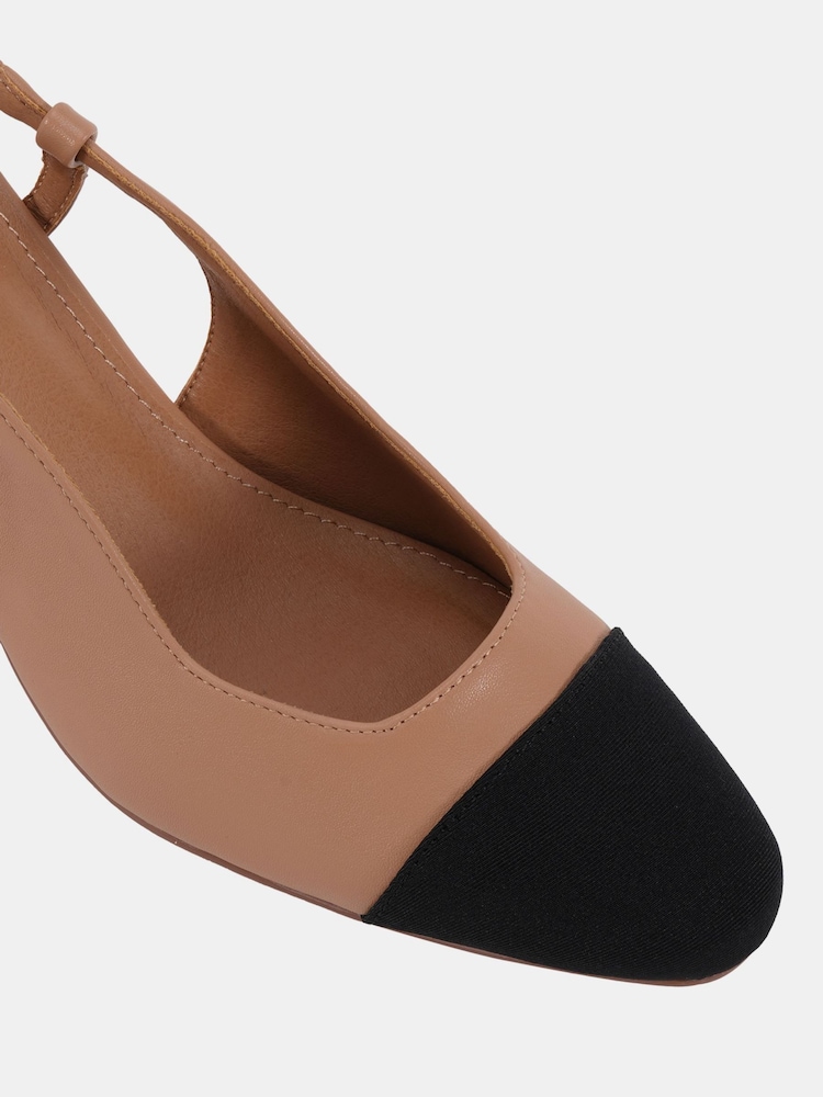 Naravni - Novo široka kroj Inatro Round Toe Slingback Block čevlji z visoko peto Courts - Slika 6 iz 6 Naravni - Novo široka kroj Inatro Round Toe Slingback Block čevlji z visoko peto Courts - Slika 6 iz 6