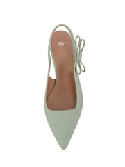 Novo Green Indi Bow Low Heel Point Slingback Courts - Image 6 of 7