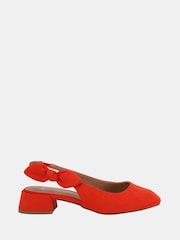 Novo Orange Wide Fit Claudia Bow Low Block Slingbacks - Image 2 of 6