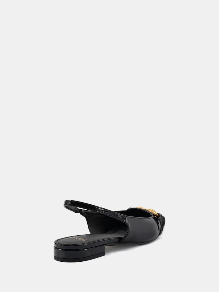 Novo Black Wide Fit Colish Hardware Slingback Flats - Image 4 of 6