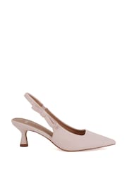Novo Pink Wide Fit Indi Bow Low Heel Point Slingback Courts - Image 3 of 7