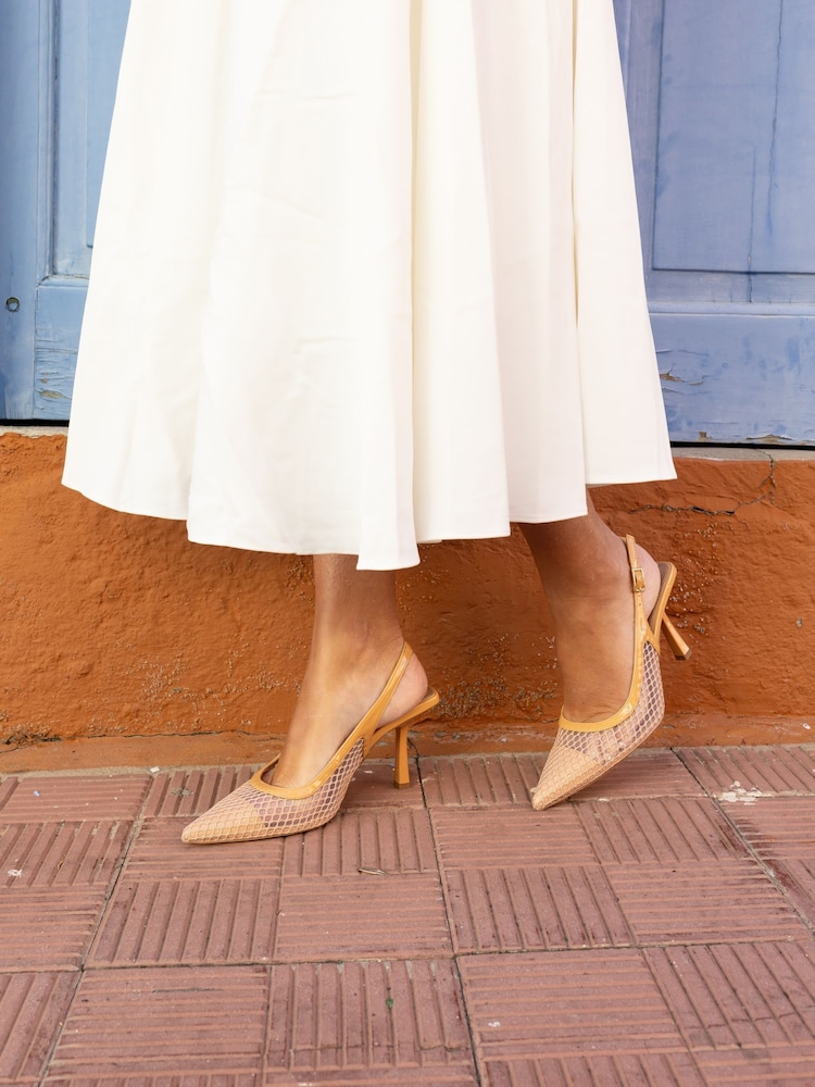 Novo Nude Wide Fit Ilona Mesh Point Slingback Courts - Image 1 of 6