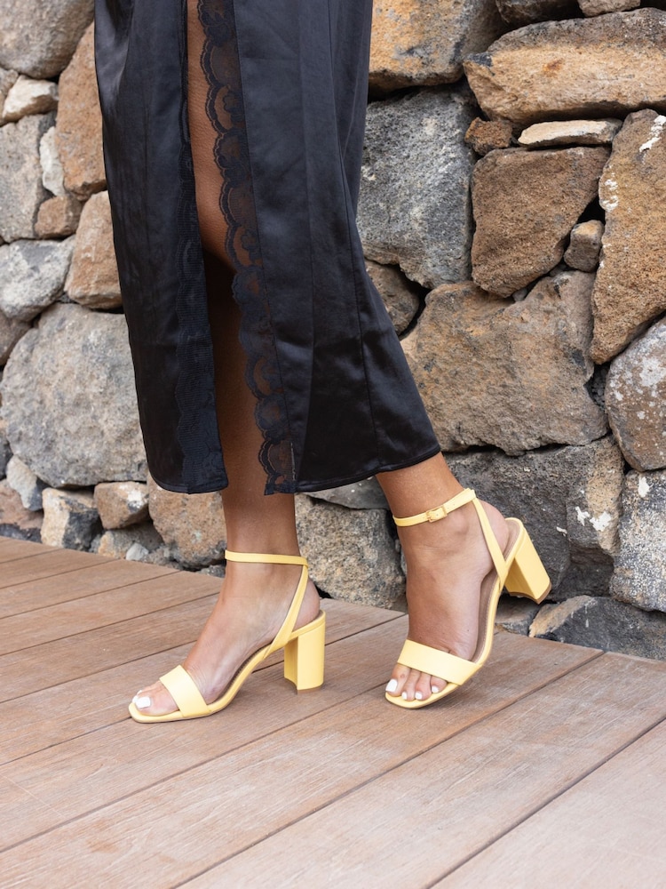 Novo Yellow Wide Fit Martinez Block Heel Sandals - Image 1 of 7