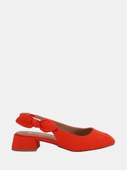 rdeča - Novo Novo Chrome Claudia Standard Fit Bow Low Block Slingbacks - Slika 2 iz 6